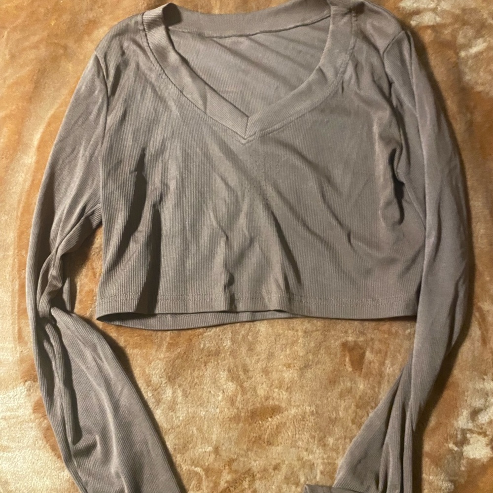 brown cropped long sleeve
